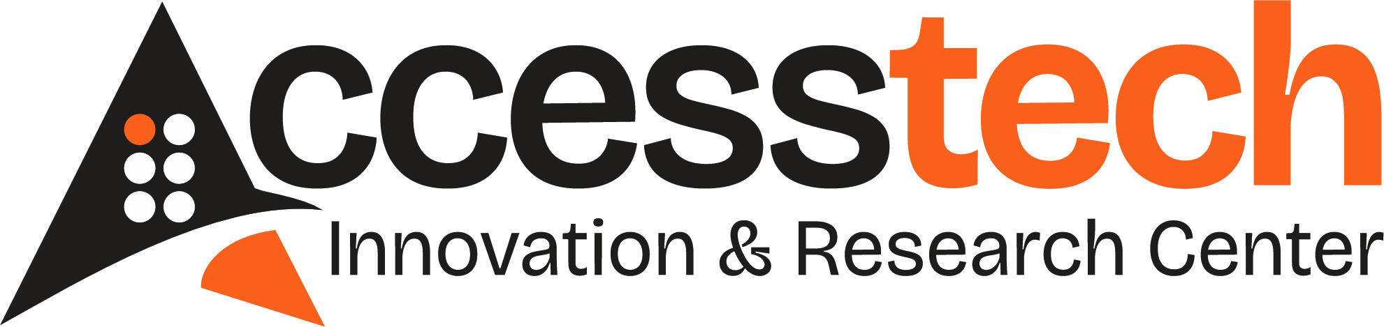 Logo - Accesstech With a braille A and the other letters in print form