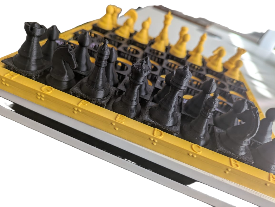 A photo of a tactile chess set